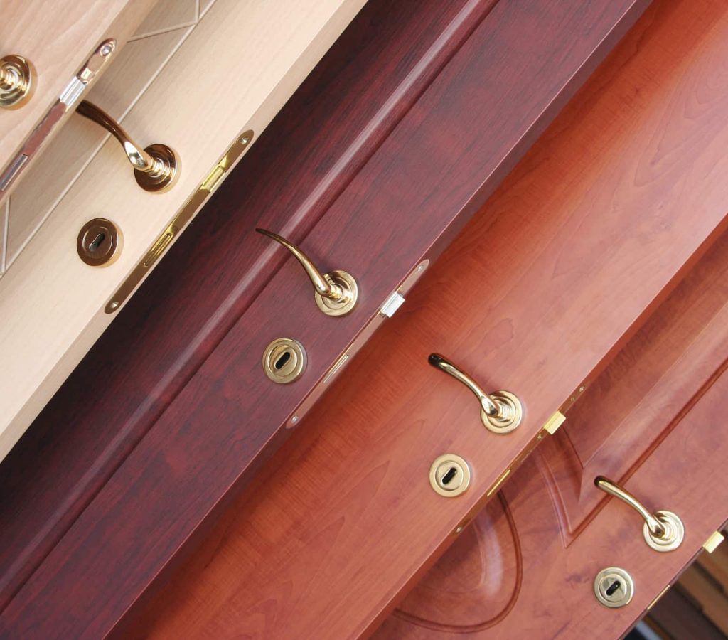 wood doorWooden interior door with handle